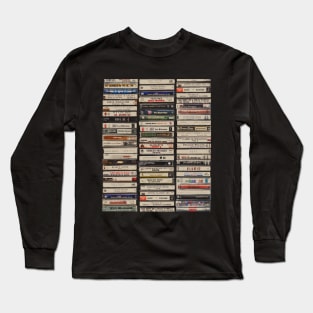 80s mix tapes vintage music casettes retro mixed media Long Sleeve T-Shirt